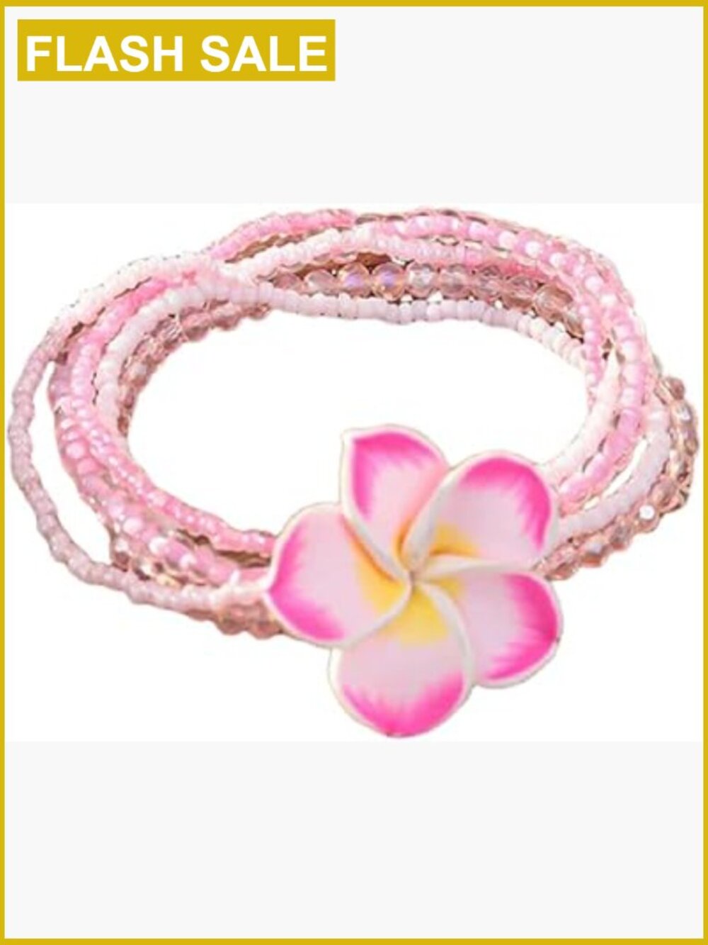Polymer Clay Flower Stretch Bracelet Set Boho Jewelry Beach Summer